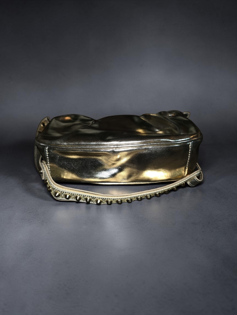 Nwt OLIVIA MILLER Metallic Gold Women's Shoulder Bag with Stud Detail - Picture 5 of 9